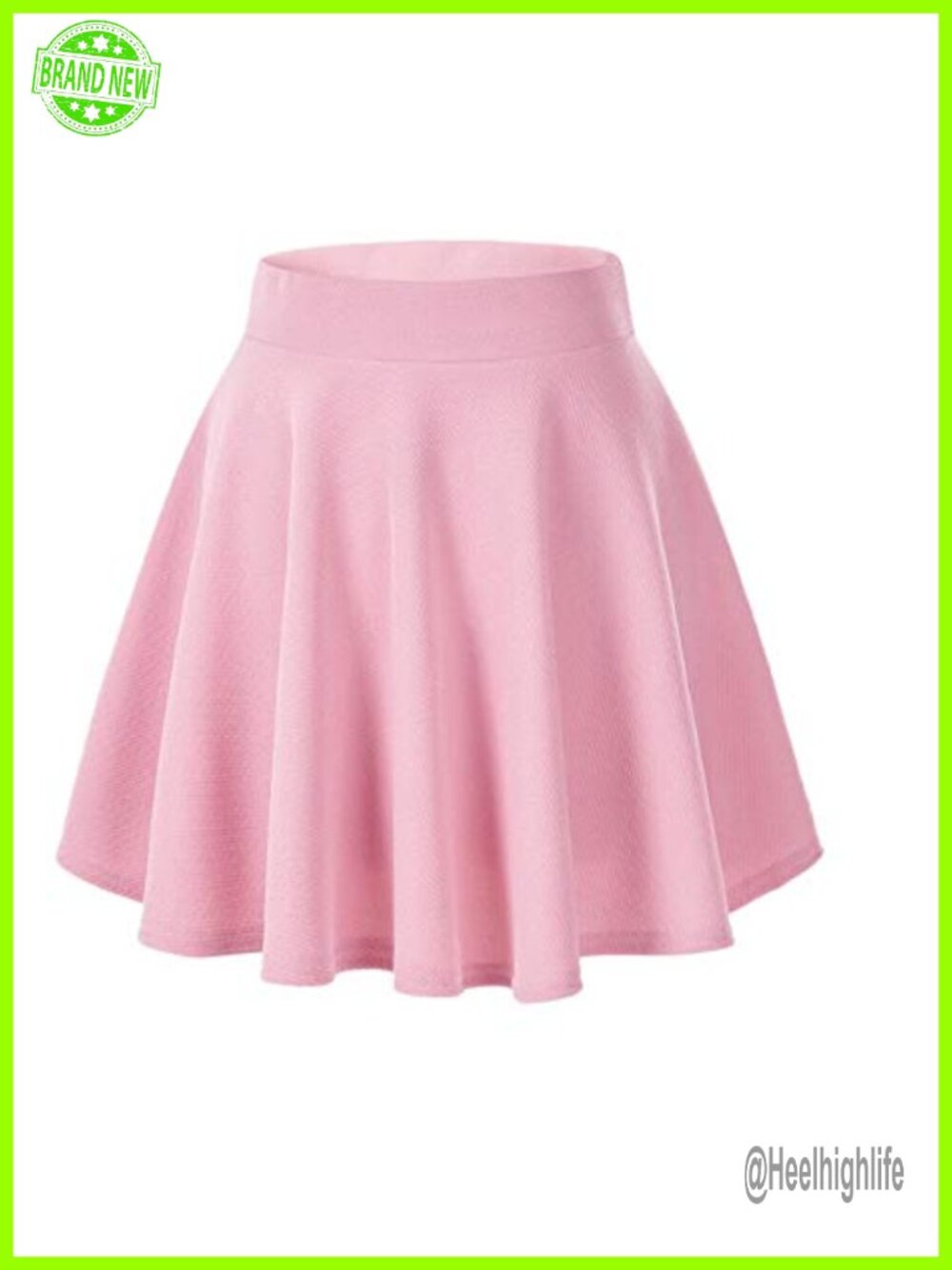Pleated Skater Skirt Stretch Waist Flared Mini A-Line Casual